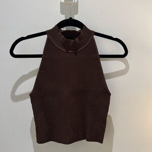 BABATON — SCULPT KNIT MOCKNECK HALTER TOP